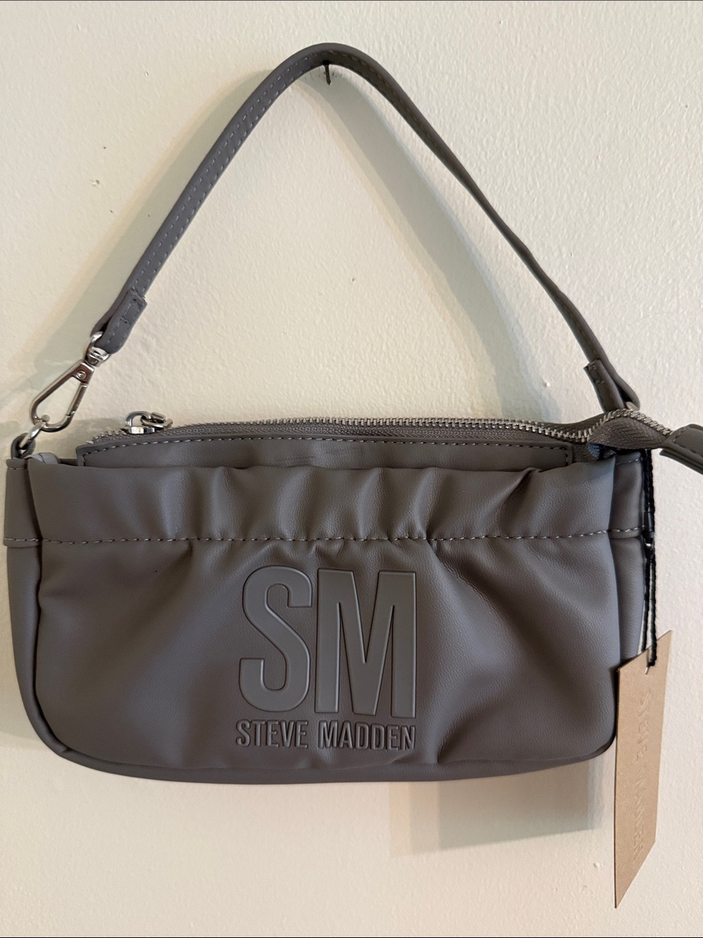 NWT - Steve Madden Gray SM Embossed Purse